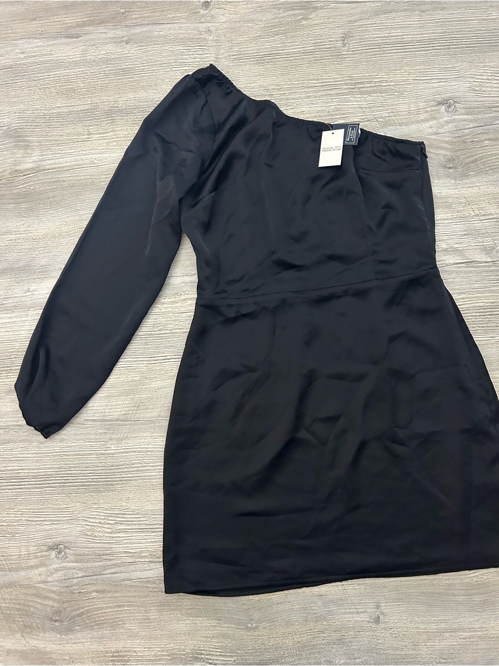 NEW! Abercrombie & Fitch Black Satin One-Shoulder Mini Dress Asymmetrical